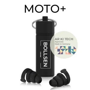 BOLLSEN Moto+ Earplugs With AR KI Tech Measuring for Motorcyclists - Motorcyclists, Racing Drivers, Convertible Drivers, For Intercom Devices in Helmets, Racing Spectators