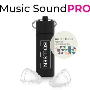 BOLLSEN Music SoundPRO Earplugs With AR KI Tech Measuring for Music - Music, Festivals, DJs, Clubs, Band Members, Orchestra, Bartenders, Security Staff